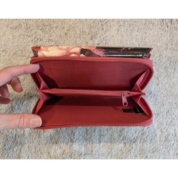 Vtg Safekeeper Zip Around Wallet Organizer Pink Floral Checkbook Picture Windows - Picture 6 of 12
